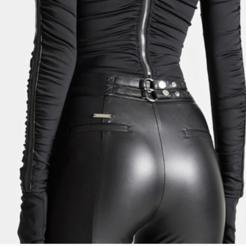 Maniere De Voir Black Vegan Leather Pants NWT